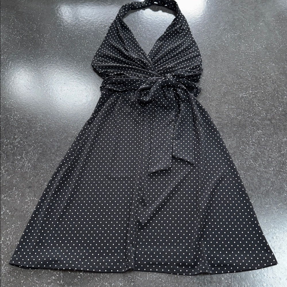 Guess Black & White Polka Dot Halter Mini Dress